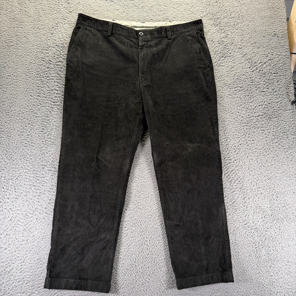 L.L.Bean Pant Men's 40x30‎ Green Cotton Corduroy Straight Slim Workwear Travel
